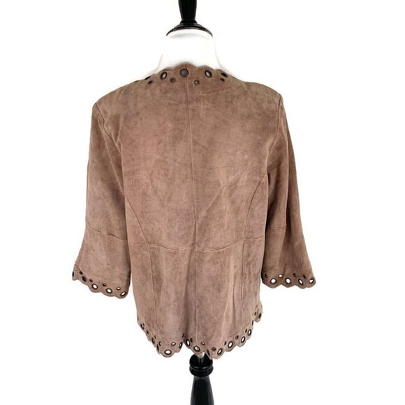 Linea by Louis Dell'Olia S Small Suede Jacket Eyelet Grommet Details Leather - Picture 6 of 8